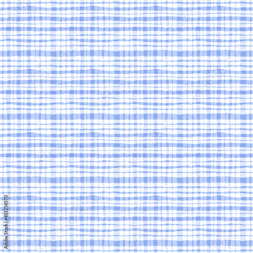 Seamless pattern with watercolor light blue plaid design.