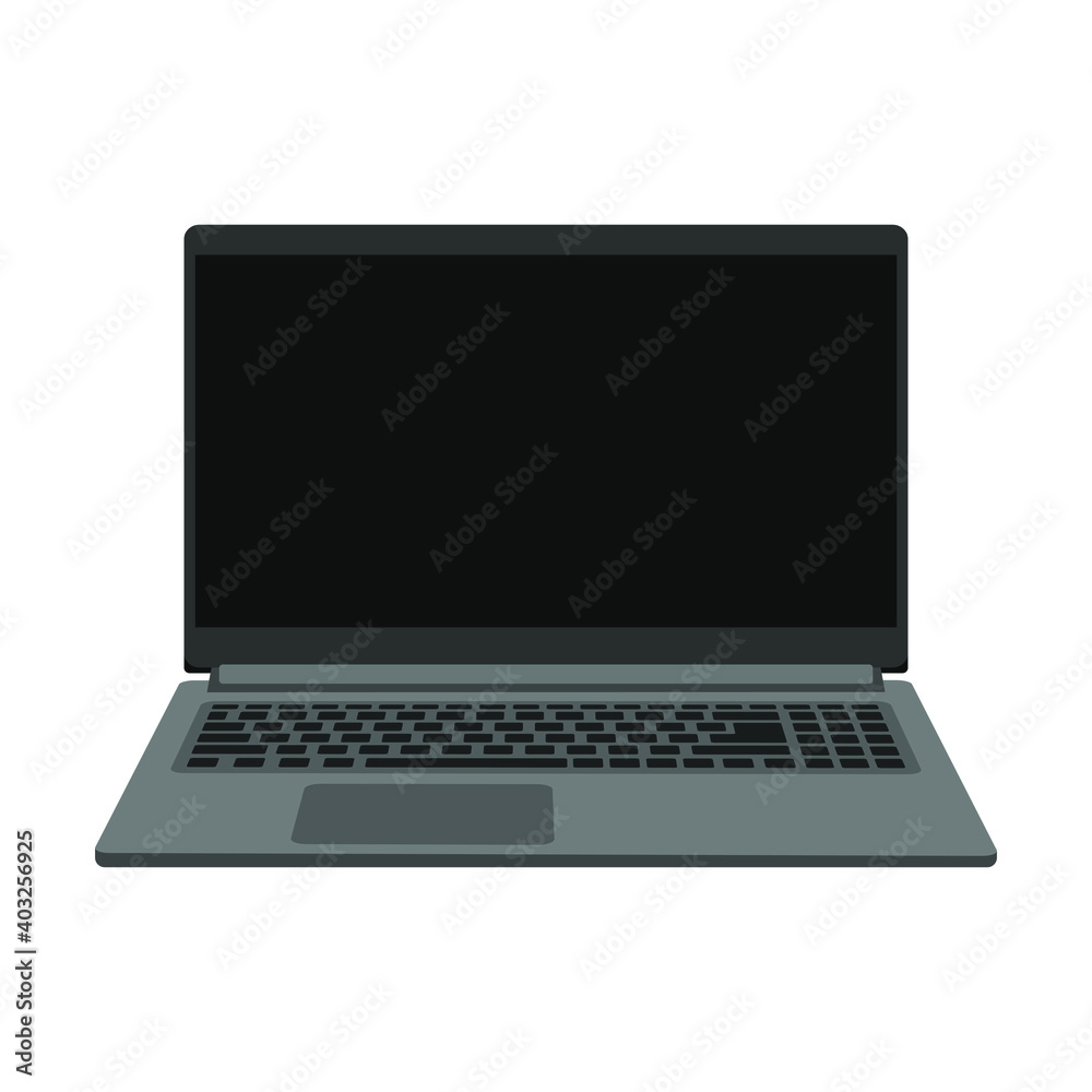 Modern frameless Laptop isolated on a white background Flat style illustration Modern frameless Laptop isolated on a white background Flat style illustration