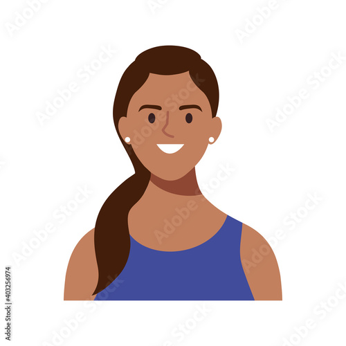 happy young woman brunette avatar character vector illustration design