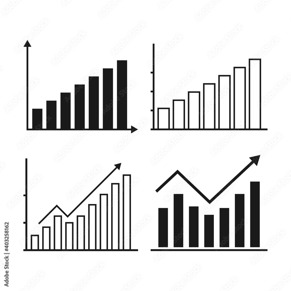 Financial growth flat icon. Financial business progress arrow up, icons set. Illustration