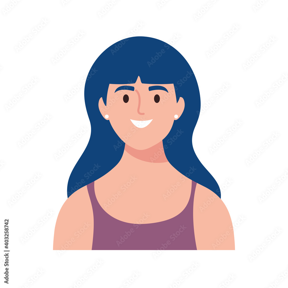 happy young woman avatar character with blue hair vector illustration design happy young woman avatar character with blue hair vector illustration design