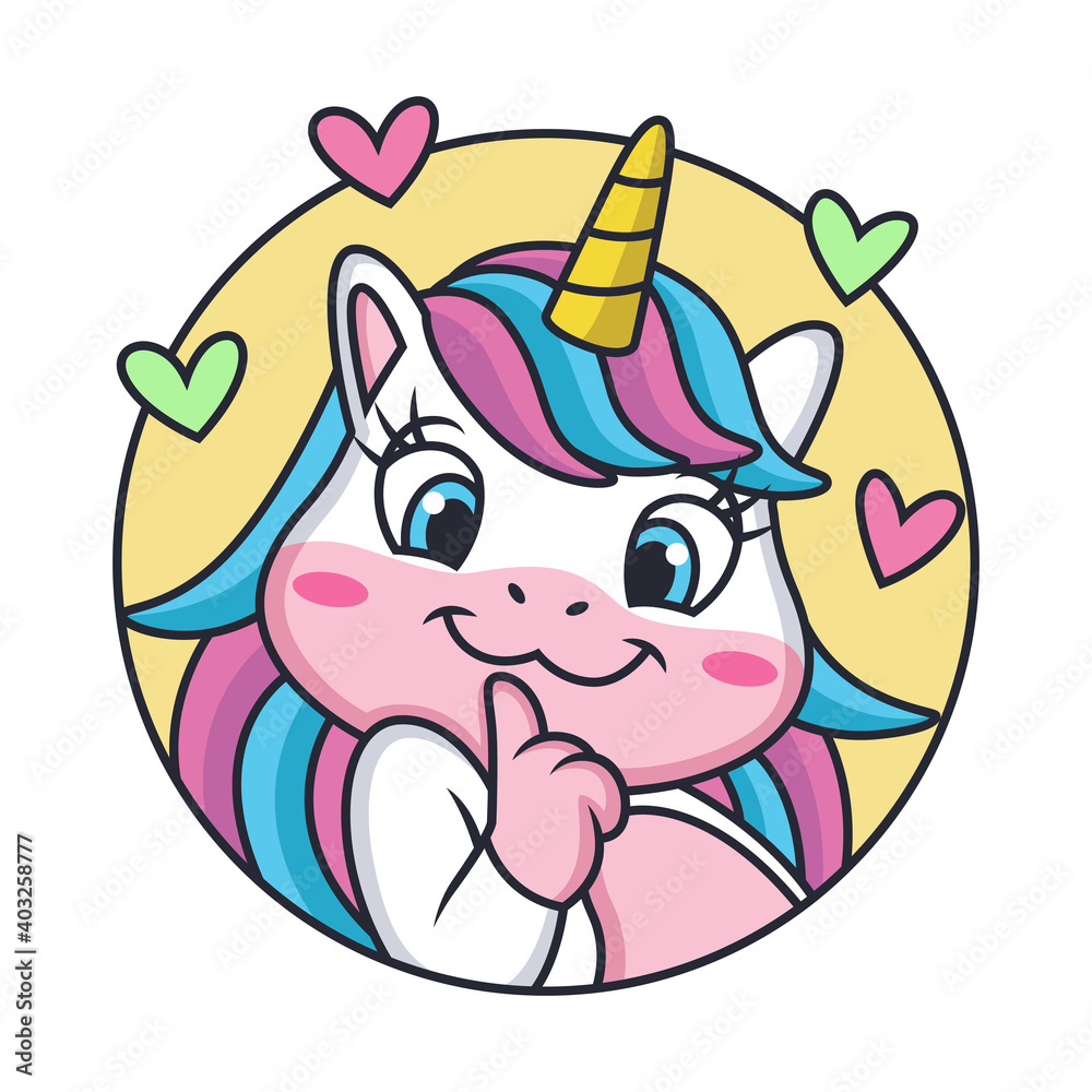 Cute Unicorn Full of Love. Cartoon Vector Icon Illustration. Animal Love Icon Concept Isolated Premium Vector.