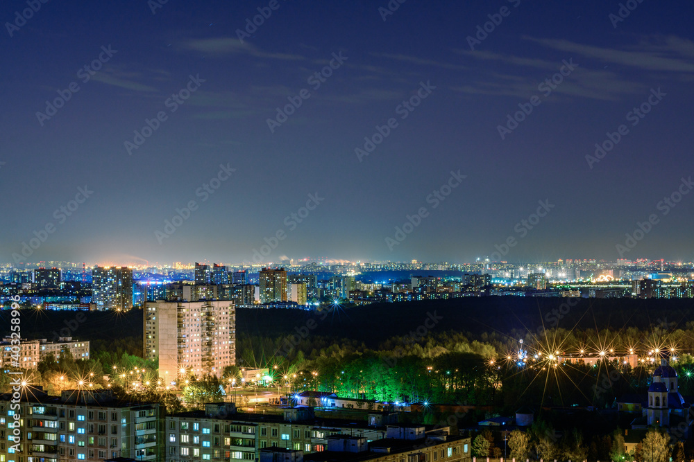 Moscow at night in Yasenevo district