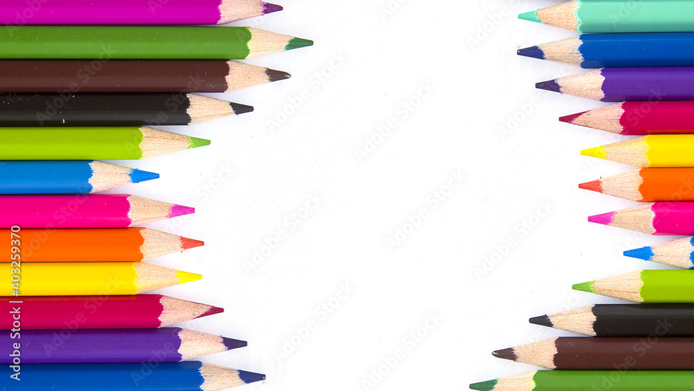 Assortment of coloured pencils on white background Assortment of coloured pencils on white background