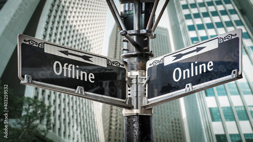 Street Sign to Online versus Offline photo