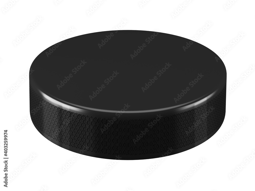 Sports Ice Hockey Puck. Isolated on white background. 3D illustration Sports Ice Hockey Puck. Isolated on white background. 3D illustration