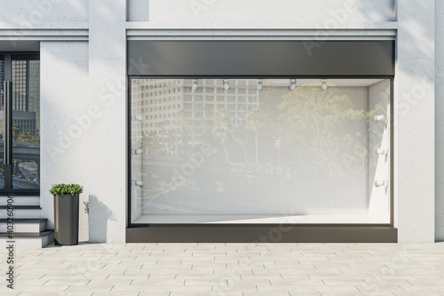 Building with empty glass showcase.