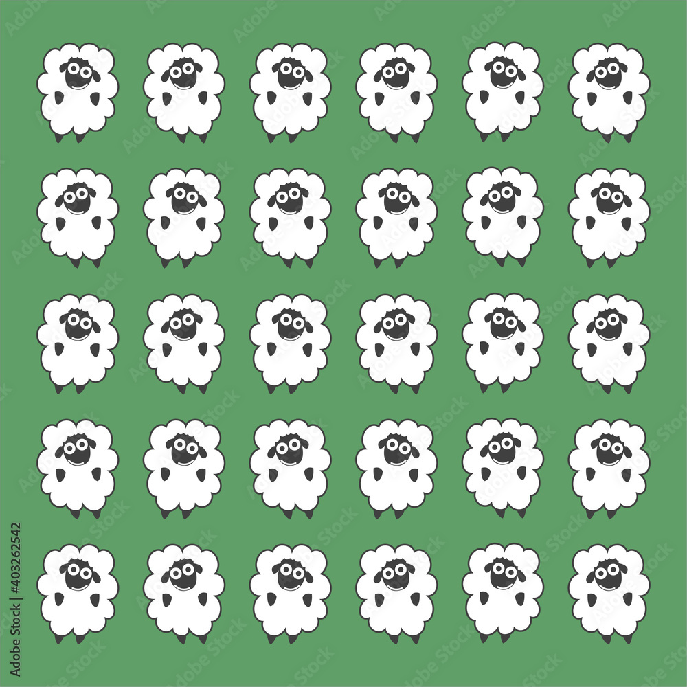 Obraz premium Seamless vector pattern with sheeps on a green background