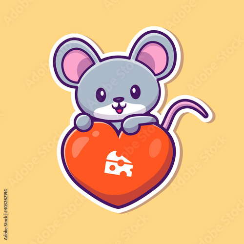 Cute Rat Love Cartoon Vector Icon Illustration. Animal Love
Icon Concept Isolated Premium Vector. Flat Cartoon Style
