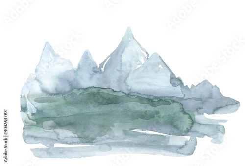 watercolor mountain landscape  abstract watercolor mountains  for postcard  poster  business card  invitation 