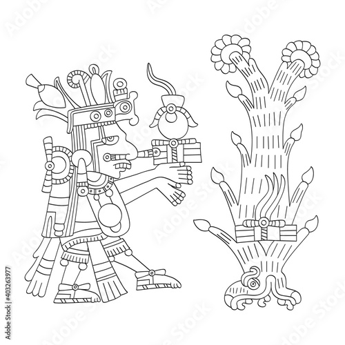 vector image with Aztec god Centeotl lord of maize for your project