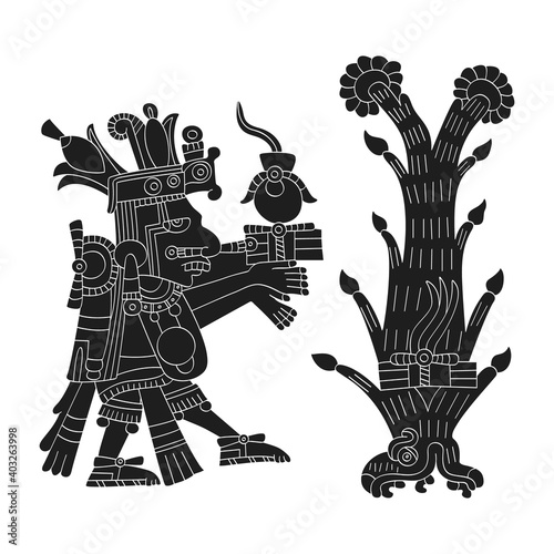 vector image with Aztec god Centeotl lord of maize for your project