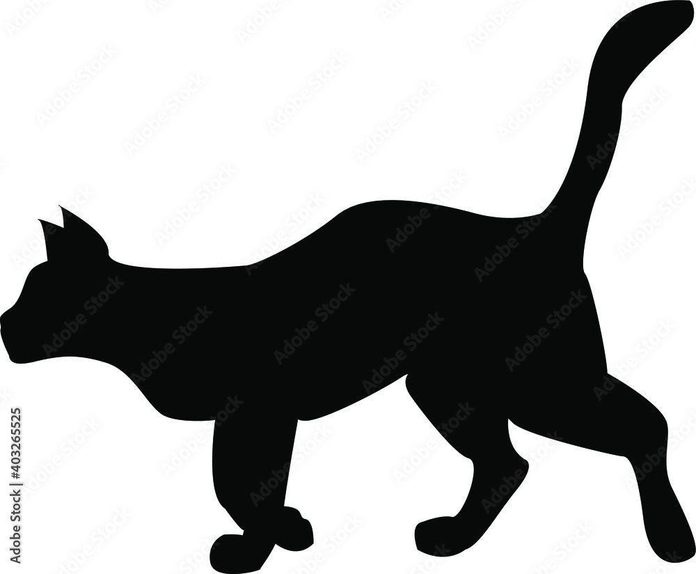 Cat sillhoute black cat vector for pattern, sites, background, icons, cards. 
