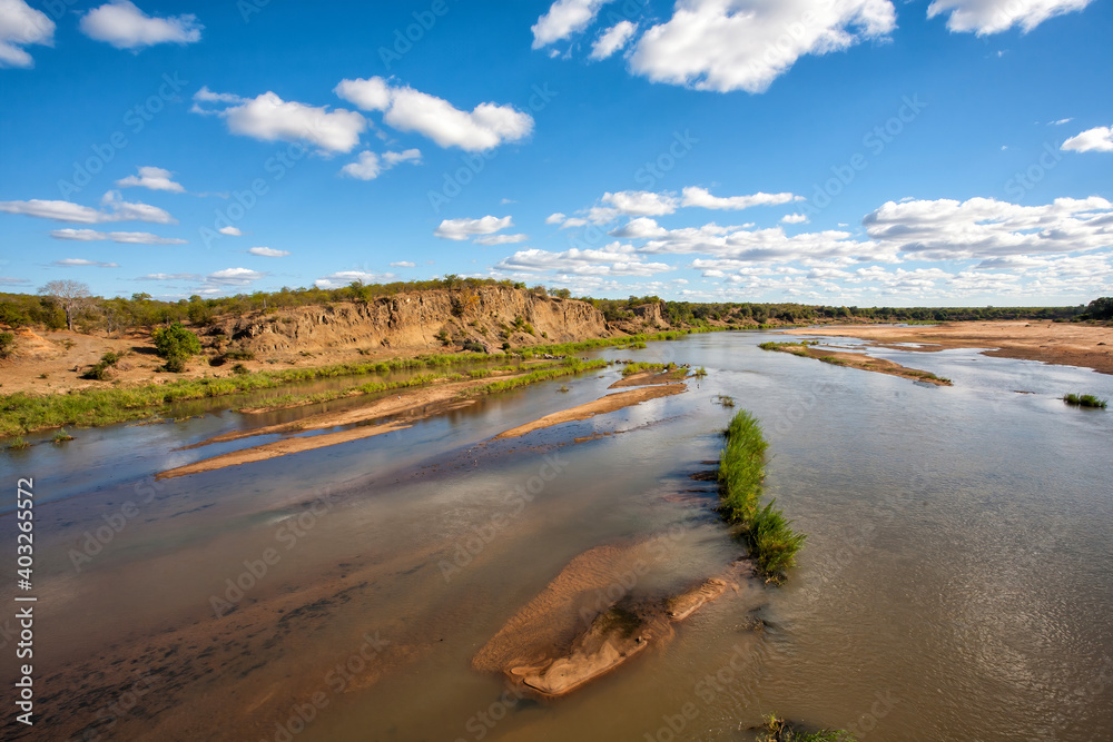 View over the Letaba river seen from the bridge in Kruger National Park in South Africa View over the Letaba river seen from the bridge in Kruger National Park in South Africa