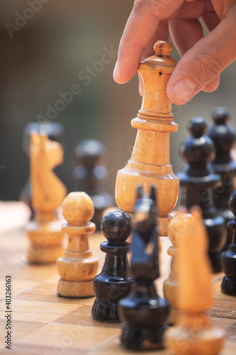 chess pieces in the middle of a game