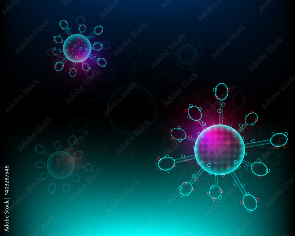 New coronavirus COVID-19 under microscope illustration New coronavirus COVID-19 under microscope illustration