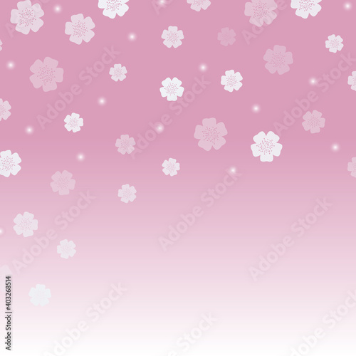 Spring cherry blossoms vector background. Simple white and pink romantic backdrop with pastel gradient.
