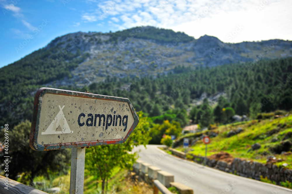 Road to the campsite near Grazalema village, Sierra de Grazalema Natural Park, province of Cadiz, Spain