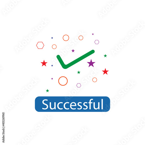 Successful check mark icon on white background. Vector illustration