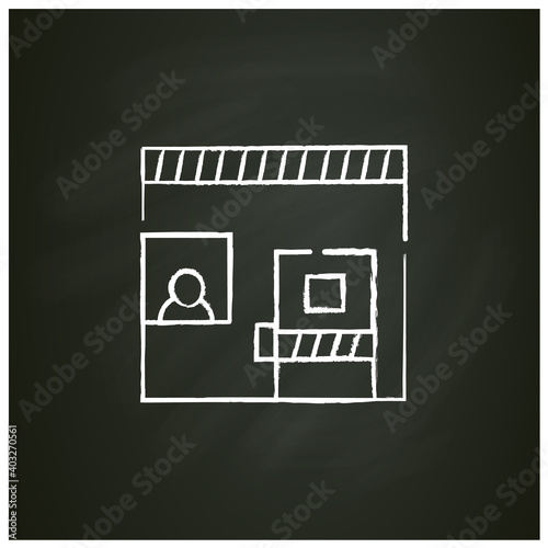 Isolation room chalk icon. New normal concept. Social distancing and isolation. Virus spread prevention. New life after covid19 outbreak, pandemic time. Isolated vector illustration on chalkboard photo