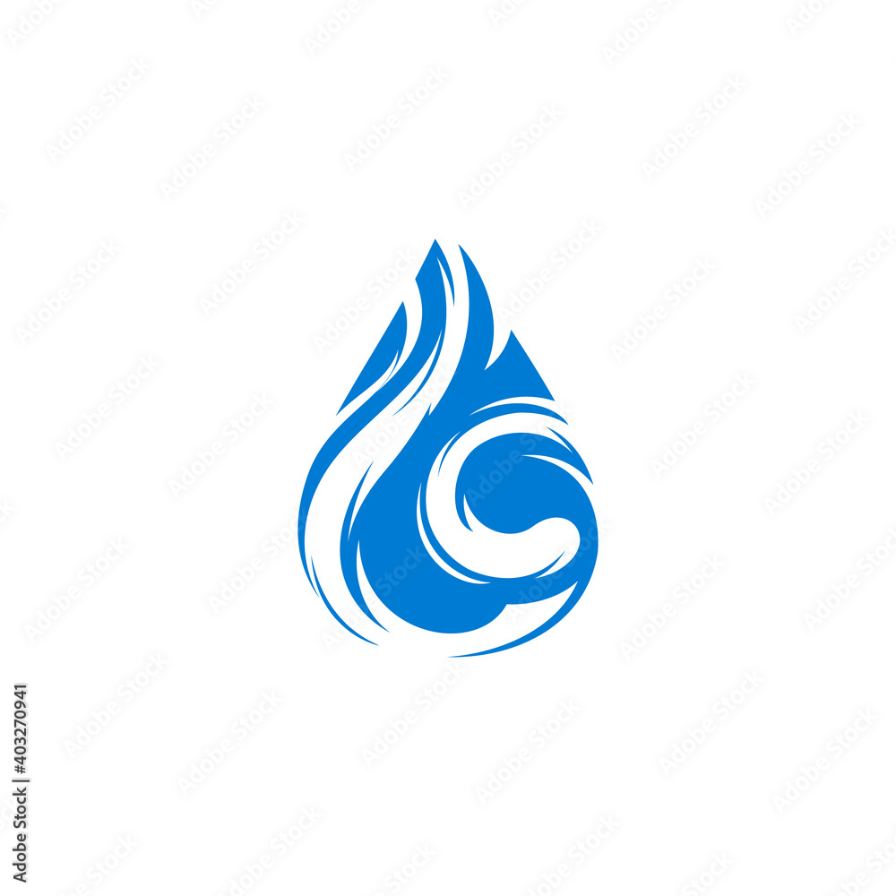 Abstract letter LC. Blue water drop icon Abstract letter LC. Blue water drop icon