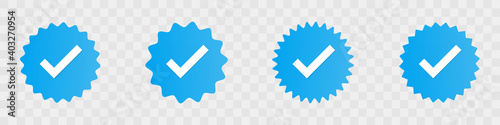 Profile verification check marks icons. Vector illustration