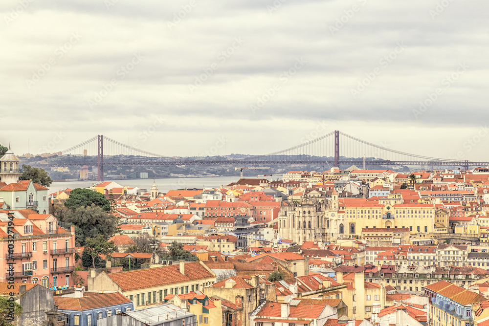 A view of the Alfama downtown, Lisbon, Portugal.