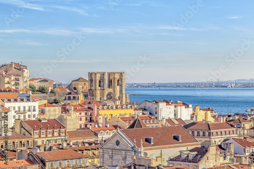 Lisbon view with the cathedral Sé de Lisboa.