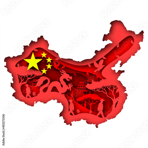 Vector China in paper art style