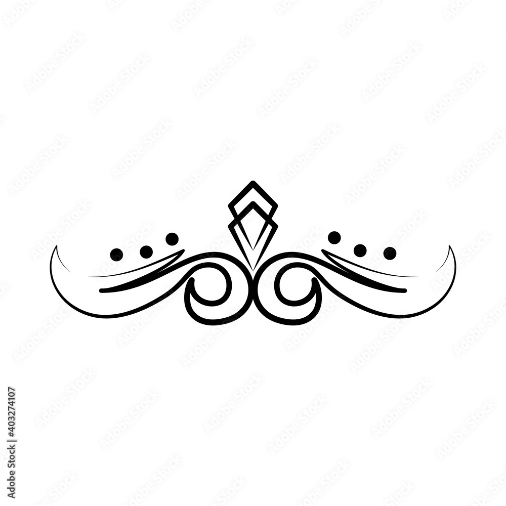 Naklejka premium decorative swirl with rhombus elements, line style