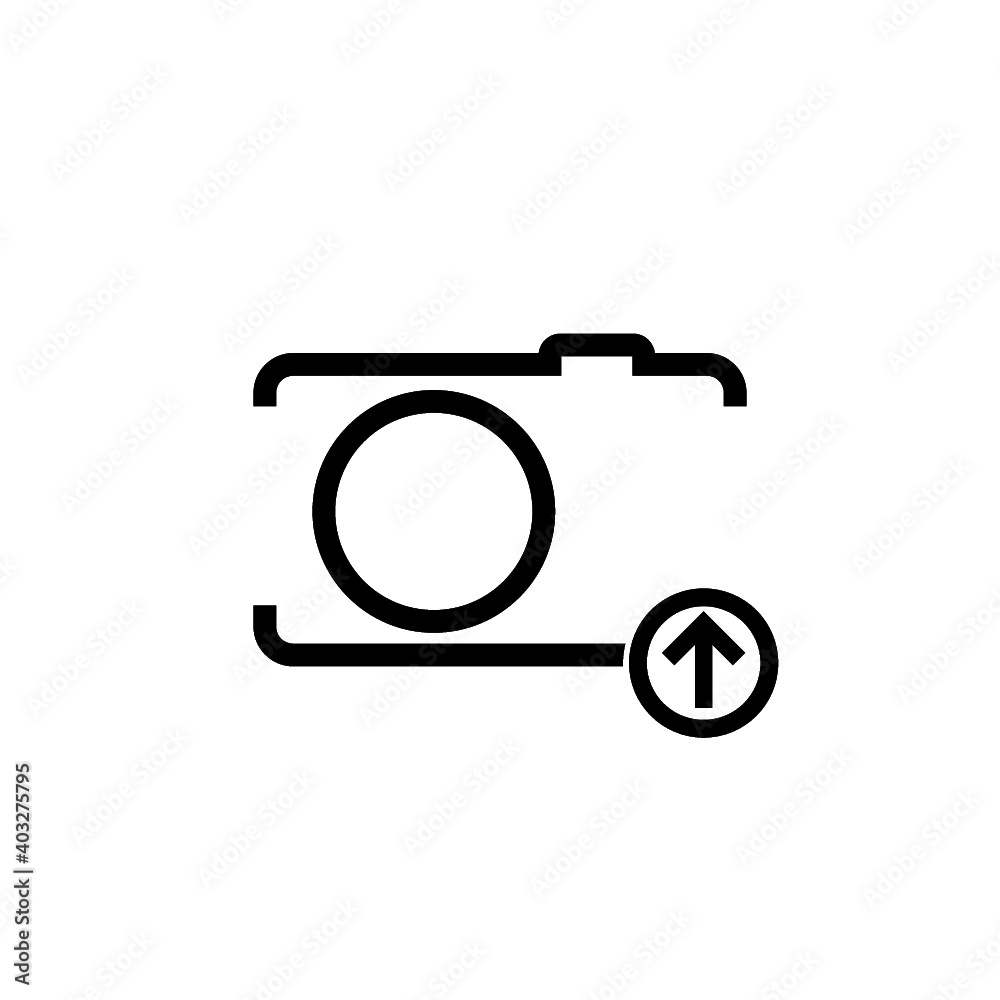 Camera, photo upload icon on isolated white background Camera, photo upload icon on isolated white background