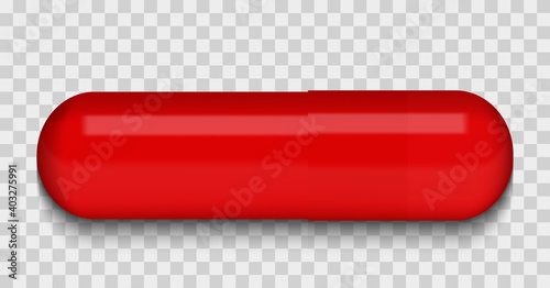 Red Medical pill on a transparent background. Virus capsule. The medicine. Ve...
