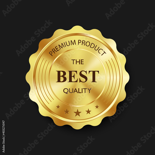 Luxury gold badges and labels premium quality product, vector illustration