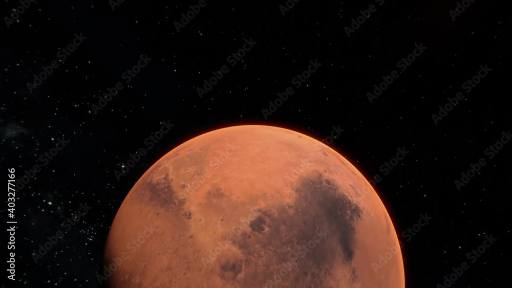 Tracking in epic shot of the Mars planet. Landing on the Mars view. Falling down. Emergency landing Tracking in epic shot of the Mars planet. Landing on the Mars view. Falling down. Emergency landing