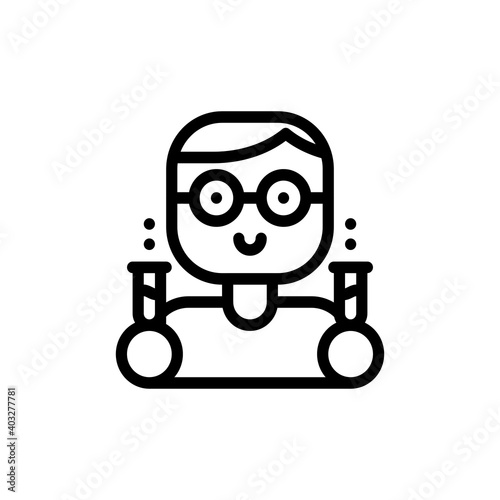 Person Doing Research Laboratory Medical Chemistry Outline Icon, Logo, Vector