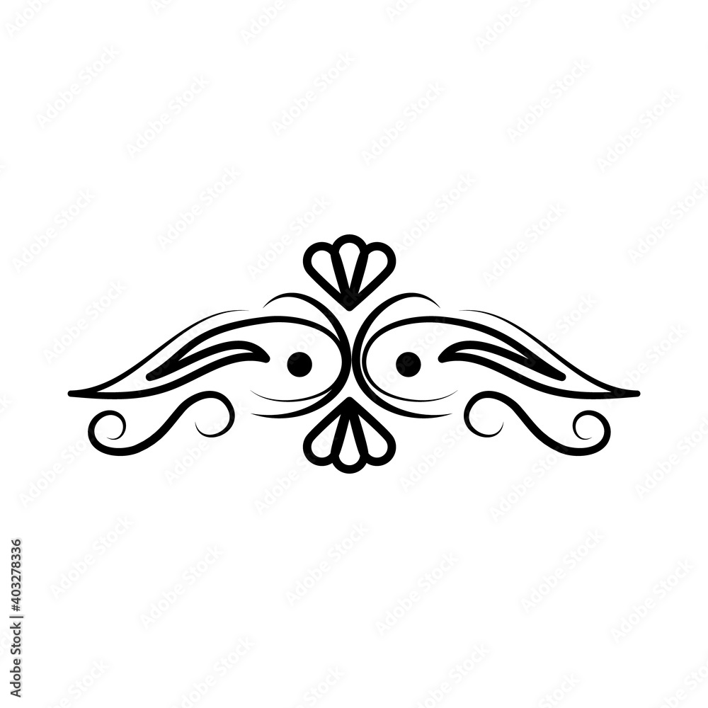 Fototapeta premium swirl divider with decorative elements, line style