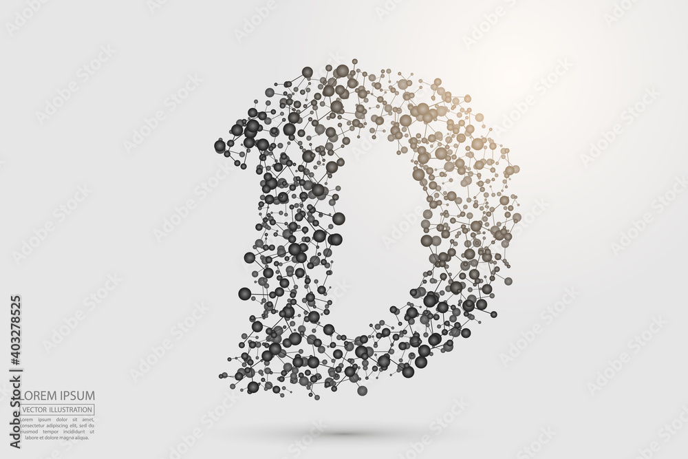 English letters abstract font consists 3d of triangles, lines, dots and connections. Vector illustration EPS 10.