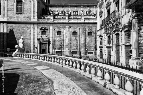 Beautiful view of Piazza Pretoria  or Piazza della Vergogna  in Palermo