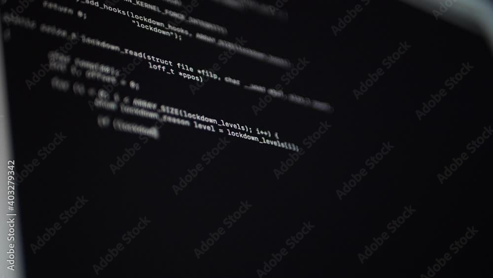 Laptop screen. Coding source code and delete script.