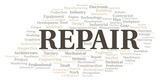 Repair typography word cloud create with the text only