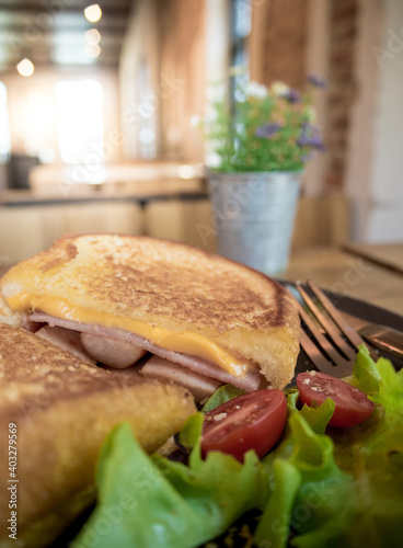 Obraz na płótnie Sausage sandwich. w salonie
