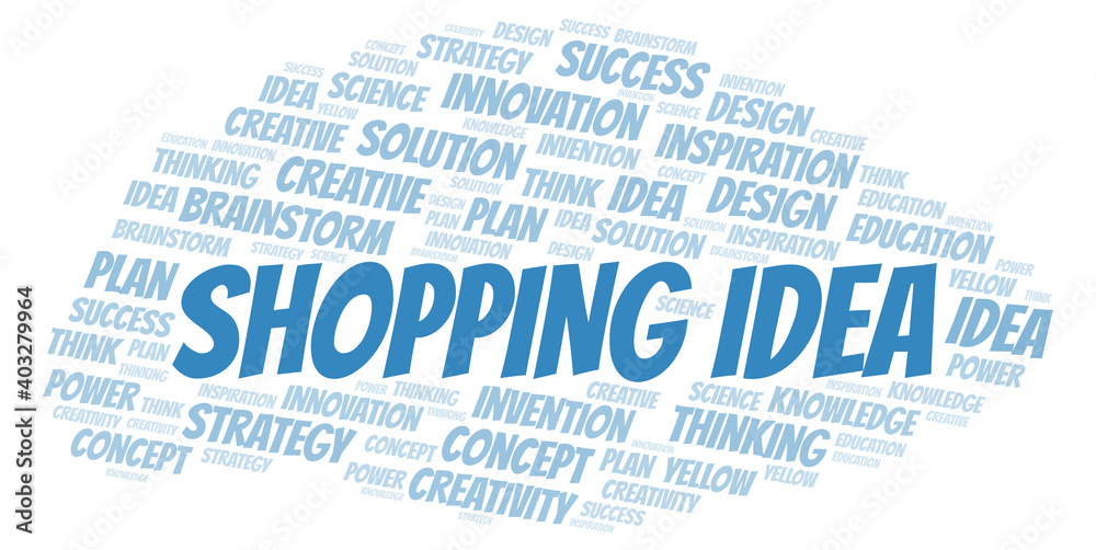 Shopping Idea typography word cloud create with the text only. Shopping Idea typography word cloud create with the text only.