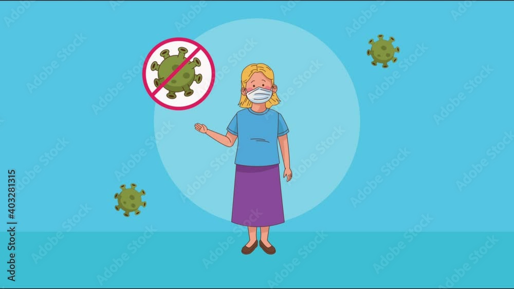 teacher wearing medical mask character with stop covid19 signal teacher wearing medical mask character with stop covid19 signal