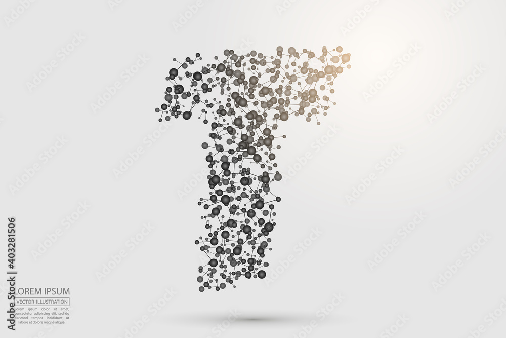 English letters abstract font consists 3d of triangles, lines, dots and connections. Vector illustration EPS 10.