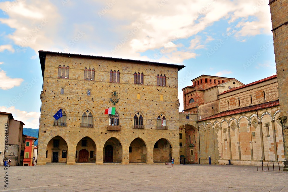 Town Hall located in Piazza Duomo in the historic center of the city of Pistoia in Tuscany, Italy