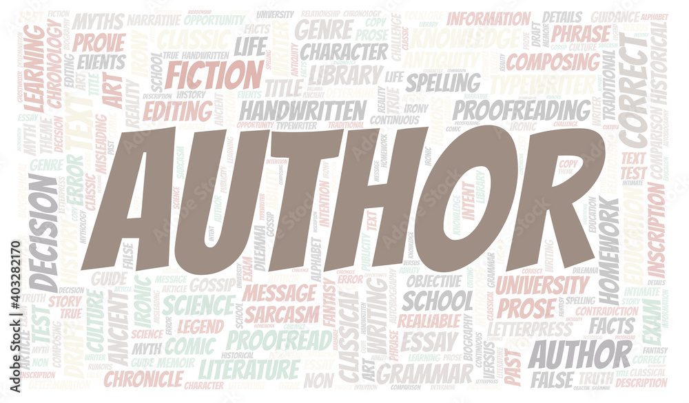 Author typography word cloud create with the text only
