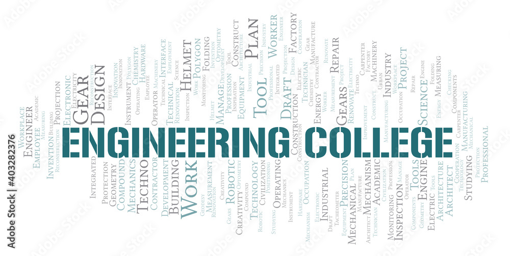 Fototapeta premium Engineering College typography word cloud create with the text only