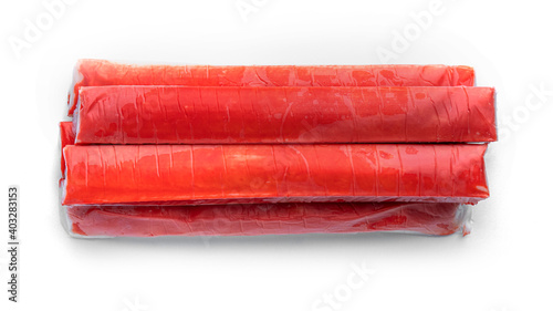 Crab sticks isolated on a white background.