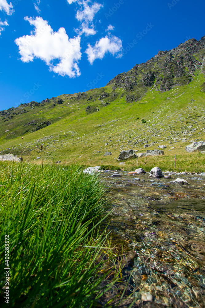 Obraz premium landscape with river and mountains (Vorarlberg/Tyrol, Austria)