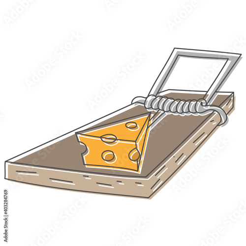 mouse trap hand drawn design vector illustration